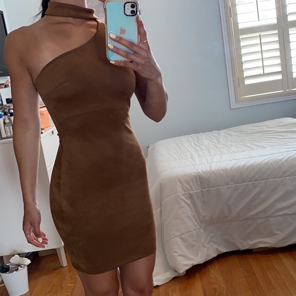 Fashion Nova suede brown tight dress - Picture 2 of 2